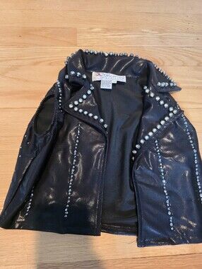 Glamour Costumes Black Studded Costume Vest with Rhinestone Accents Sz MA